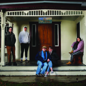 November 2021 Main House Daniel Farber ‘80, and Nancy Thomson ‘80, sitting. Our blended family behind us from left to right, Callum Farber, Ayars Thomson Lamar, and Ch’aska Farber (sitting).